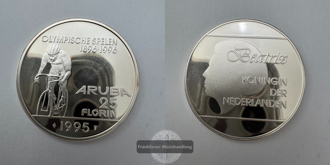  Niederlande 25 Florin Beatrix Olympics 1995 FM-Frankfurt KM#14 Feinsilber: 23,125g   