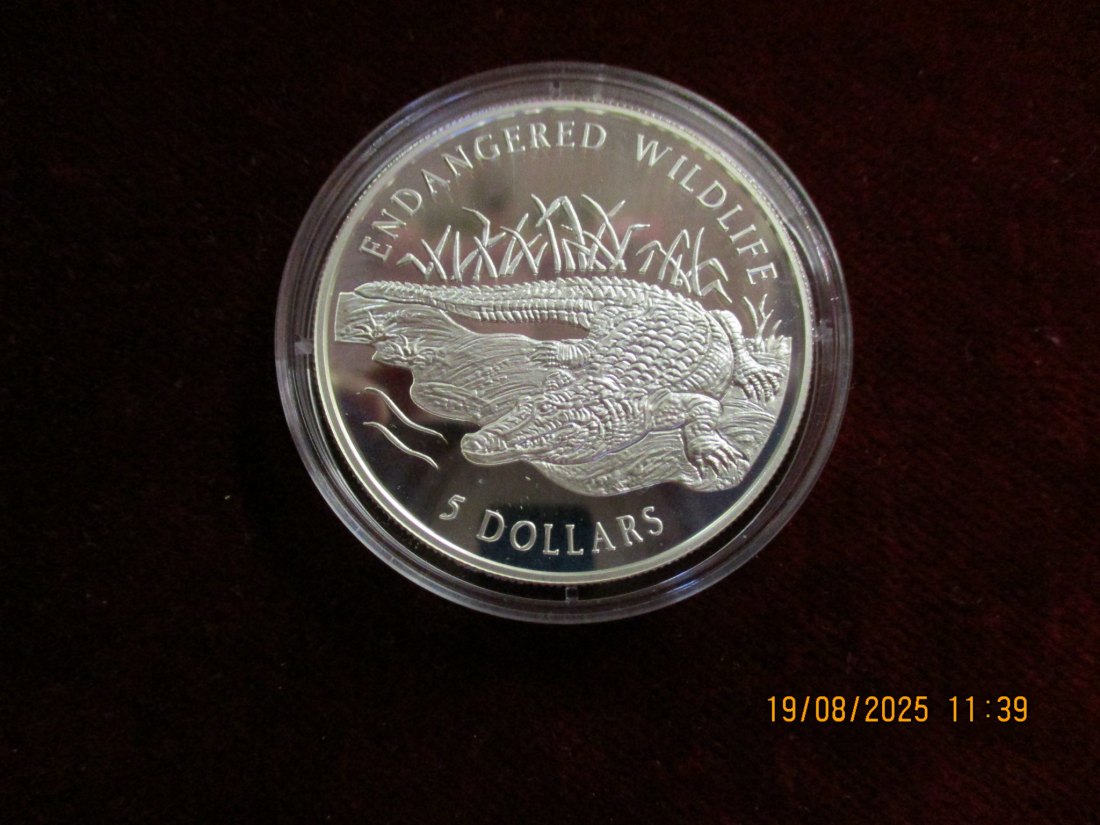  5 Dollars 1996 Cook Islands Wildlife PP 925er Silber 31,47g rau   