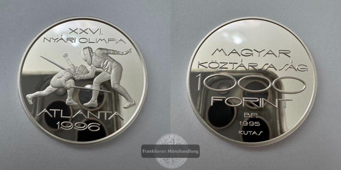  Ungarn 1000 Forint (Atlanta Olympics - Fencing) 1995 FM-Frankfurt KM#716 Feinsilber: 29,1g   