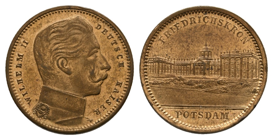  Medaille o.J.; Deutscher Kaiser Wilhlem II; vergoldet; 3,69 g; Ø 21,9 mm   