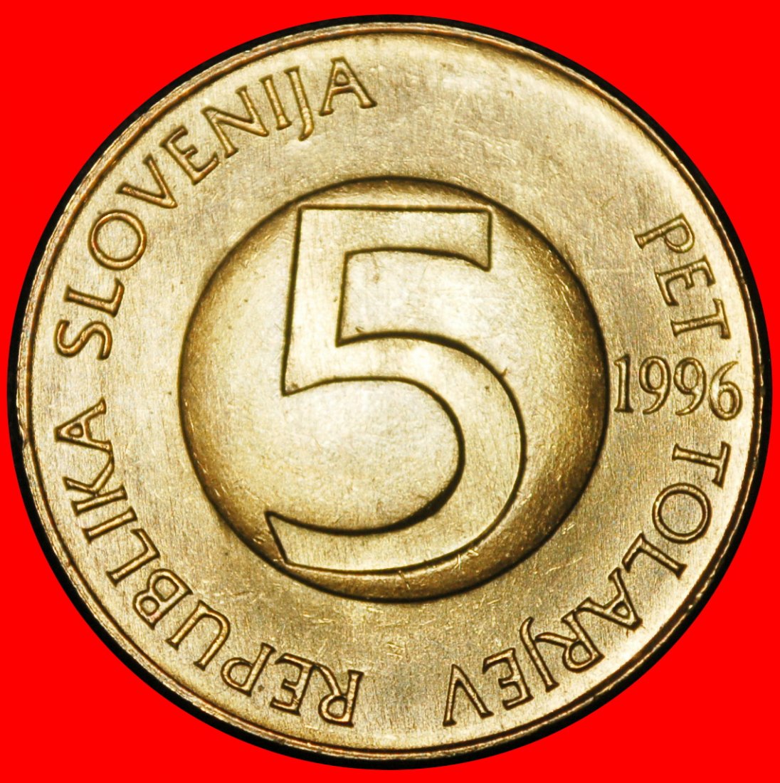  Ⰶ STEINBOCK (1992-2006): YUGOSLAVIA SLOVENIA★ 5 TOLARS 1996! UNC MINT LUSTRE★LOW START ★ NO RESERVE!   