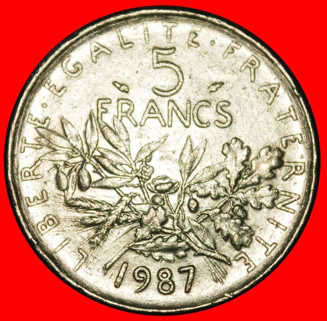  Ⰶ SUN NOT SILVER (1969-2001): FRANCE ★ 5 FRANCS 1987! ERROR!★LOW START ★ NO RESERVE!   