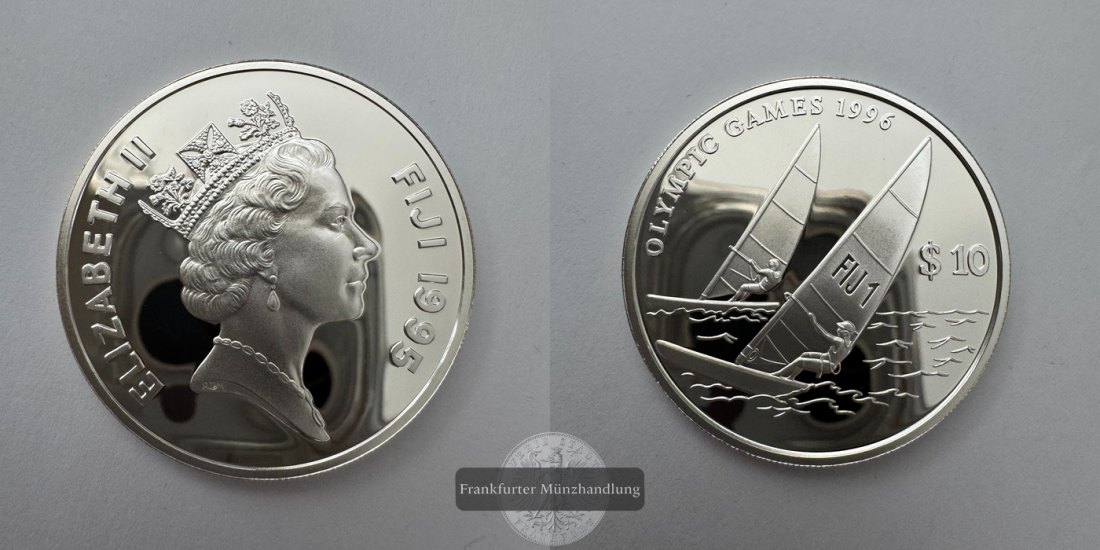  Fiji 10 Dollars Elizabeth II (XXVI Summer Olympics) 1995 FM-Frankfurt KM#79 Feinsilber: 29,11g   