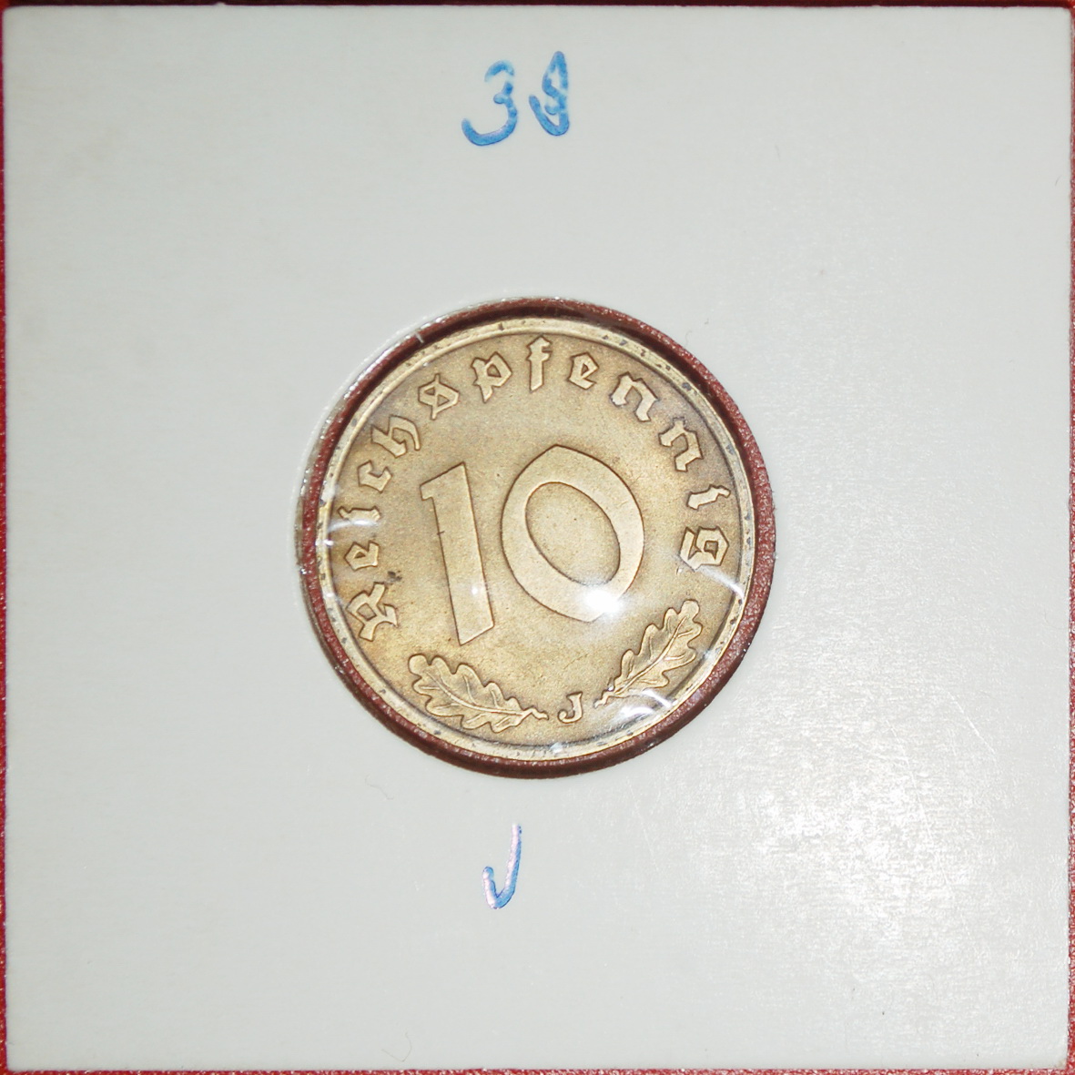 Ⰶ SWASTIKA 1936-1940: GERMANY★10 PFENNIGS 1938J! 3 REICH (1933-1945) HAMBURG★LOW START ★ NO RESERVE!