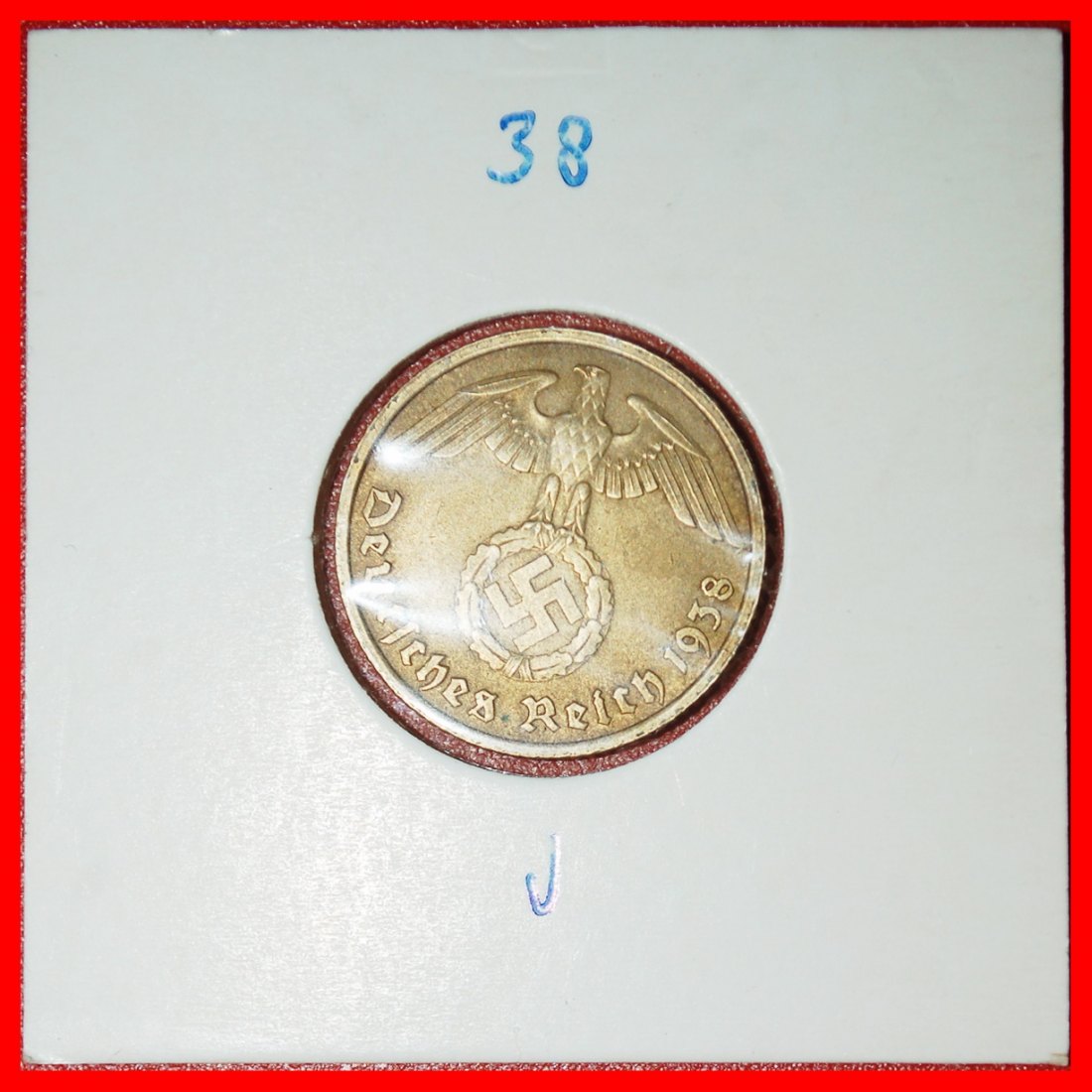  Ⰶ SWASTIKA 1936-1940: GERMANY★10 PFENNIGS 1938J! 3 REICH (1933-1945) HAMBURG★LOW START ★ NO RESERVE!   