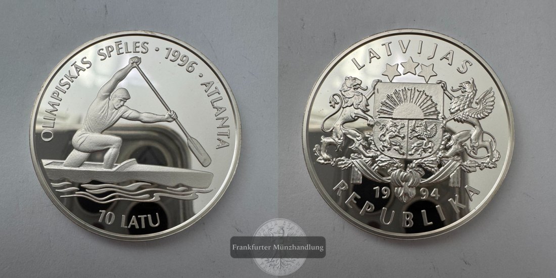  Lettland 10 Latu (Games of 1996) 1994 FM-Frankfurt KM#24 Feinsilber: 29,11g   
