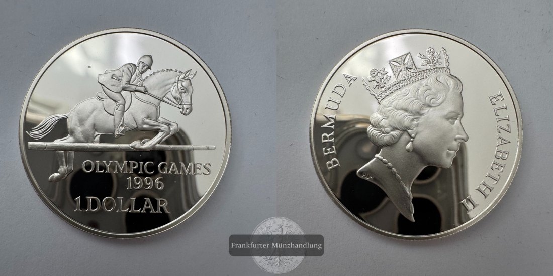  Bermuda 1 Dollar Elizabeth II (Olympic Games) 1996 FM-Frankfurt KM#105 Feinsilber: 26,16g   