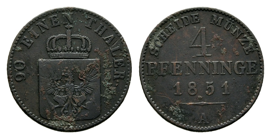  Altdeutschland; Kleinmünze 1851   