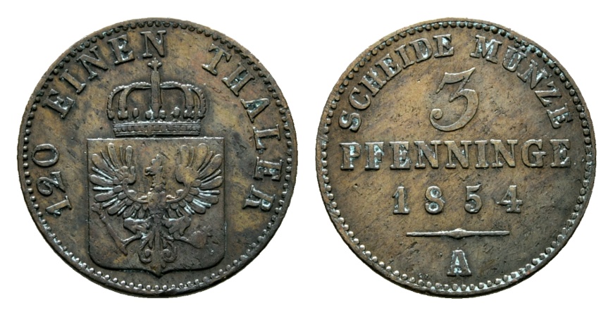  Altdeutschland; Kleinmünze 1854   