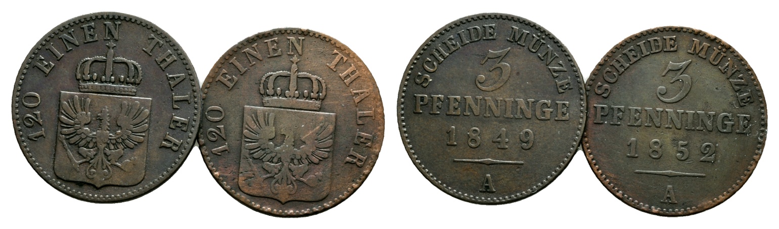  Altdeutschland; 2 Kleinmünzen 1849 / 1852   