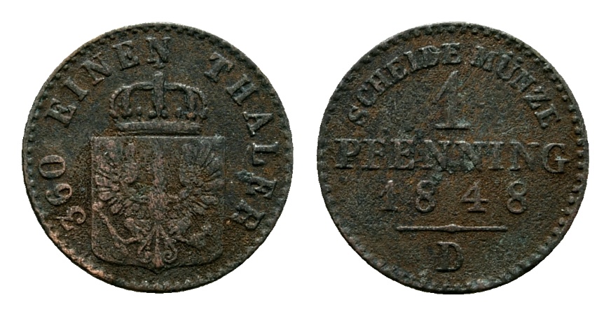  Altdeutschland; Kleinmünze 1848   