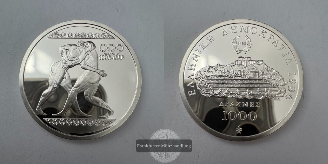  Griechenland 1000 Drachmes (Olympics) 1996 FM-Frankfurt KM#166 Feinsilber: 31,1g   