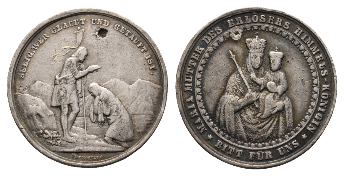  Medaille o.J.; AG; gestopftes Loch; 10,75 g, Ø 34,17 mm   