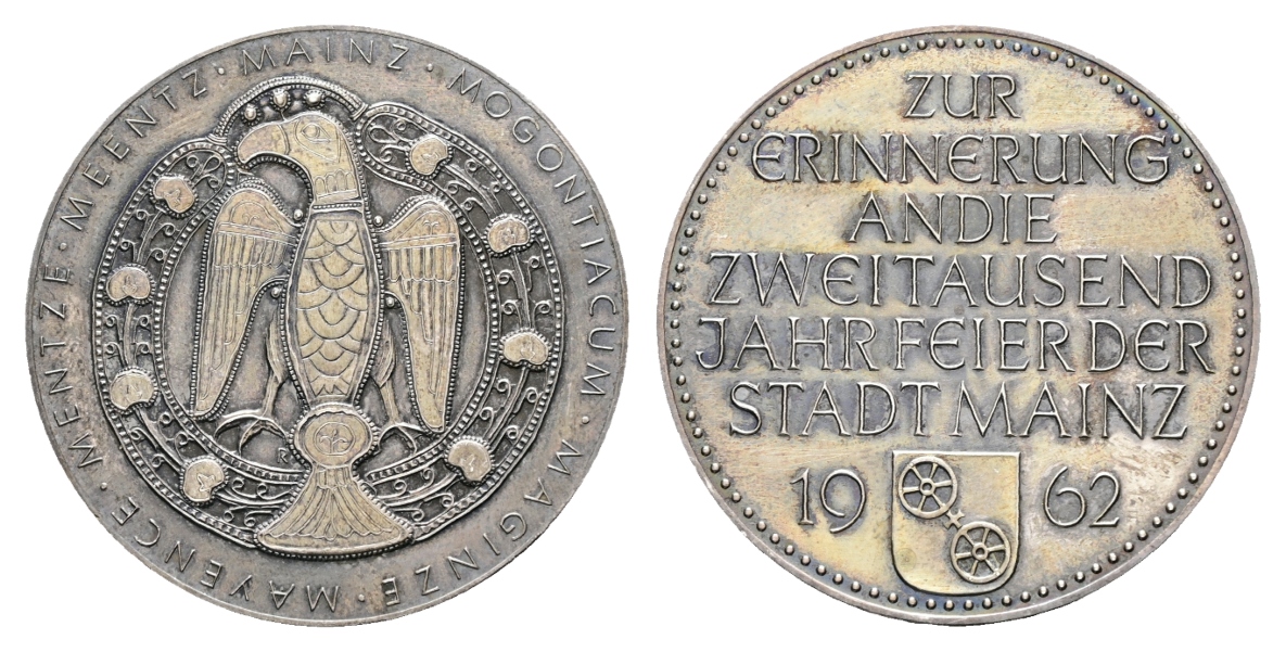  Medaille; Mainz 1962; versilberte Bronze; 24,66 g; Ø 40 mm   