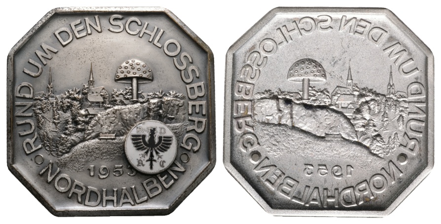  Plakette 1955, einseitig; unedel; 34,48 g; BxH 61x61 mm   