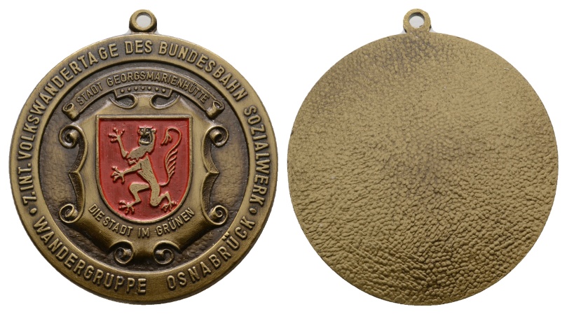  Medaille o.J.; Stadt Georgsmarienhütte / Wandergruppe Osnabrück; tragbar, unedel; 42,95 g; Ø 53,1 mm   