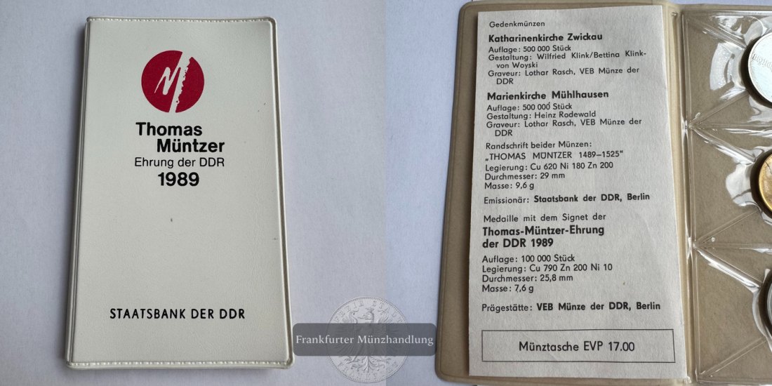  DDR Thomas Müntzer Ehrung der DDR 1989 FM-Frankfurt Unedles Metall   