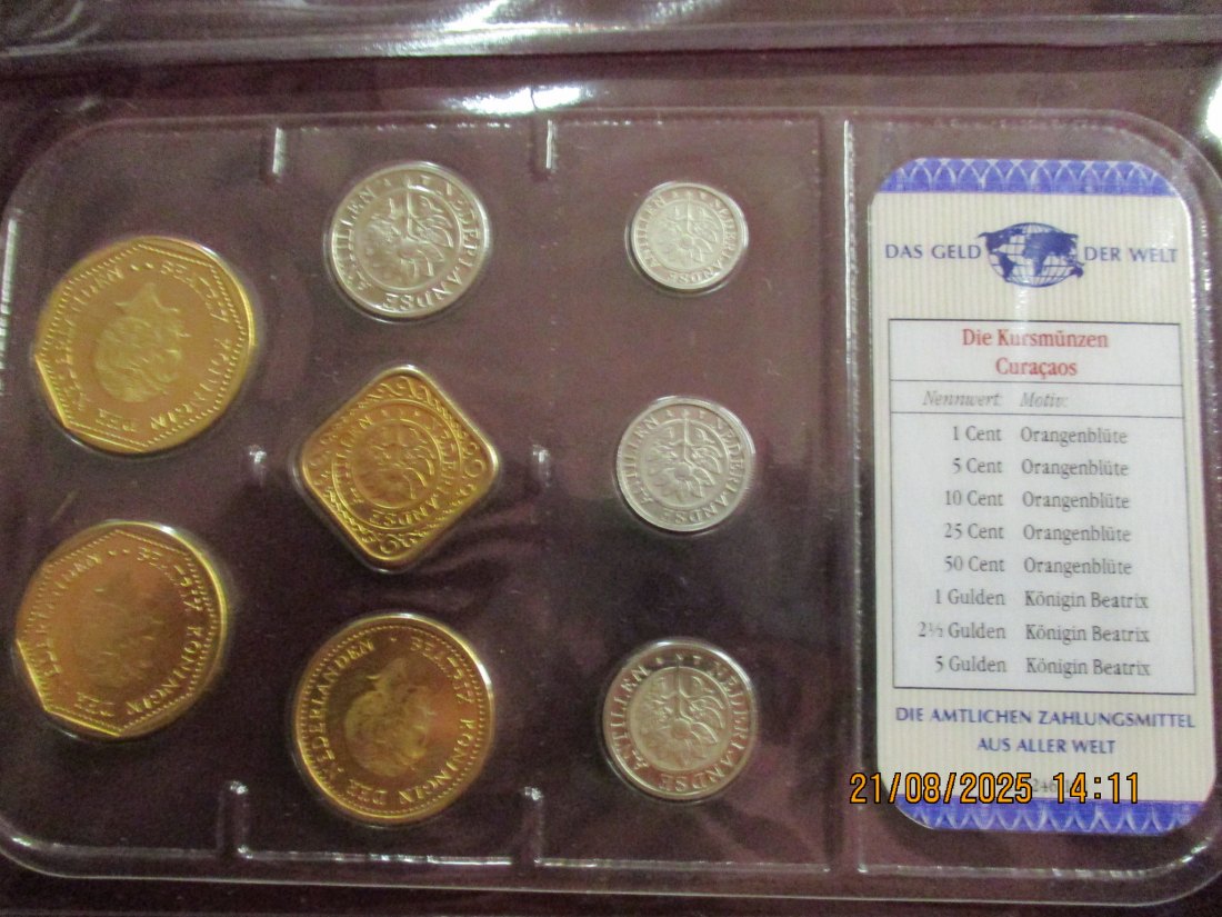  Kursmünzen Curacao siehe Foto Gewicht: Ca- 45g/- 1   