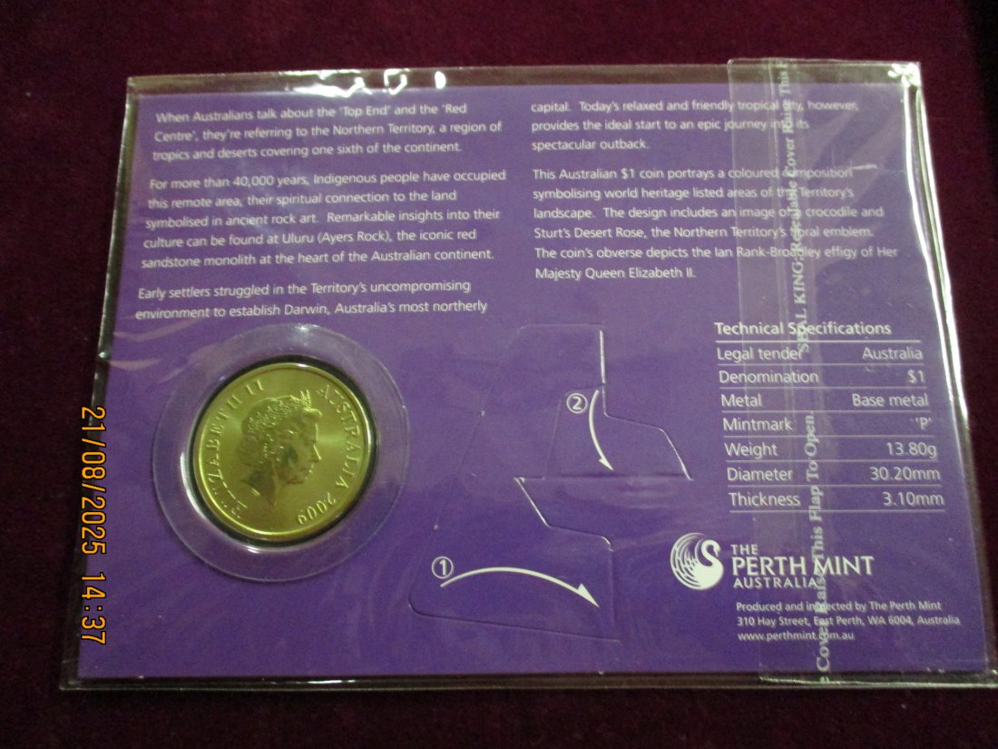  1 Dollar Australien Northern Territory siehe Foto Gewicht: 13,8g   