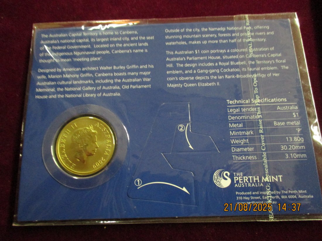  1 Dollar Australien Capital Territory siehe Foto Gewicht: 13,8g   
