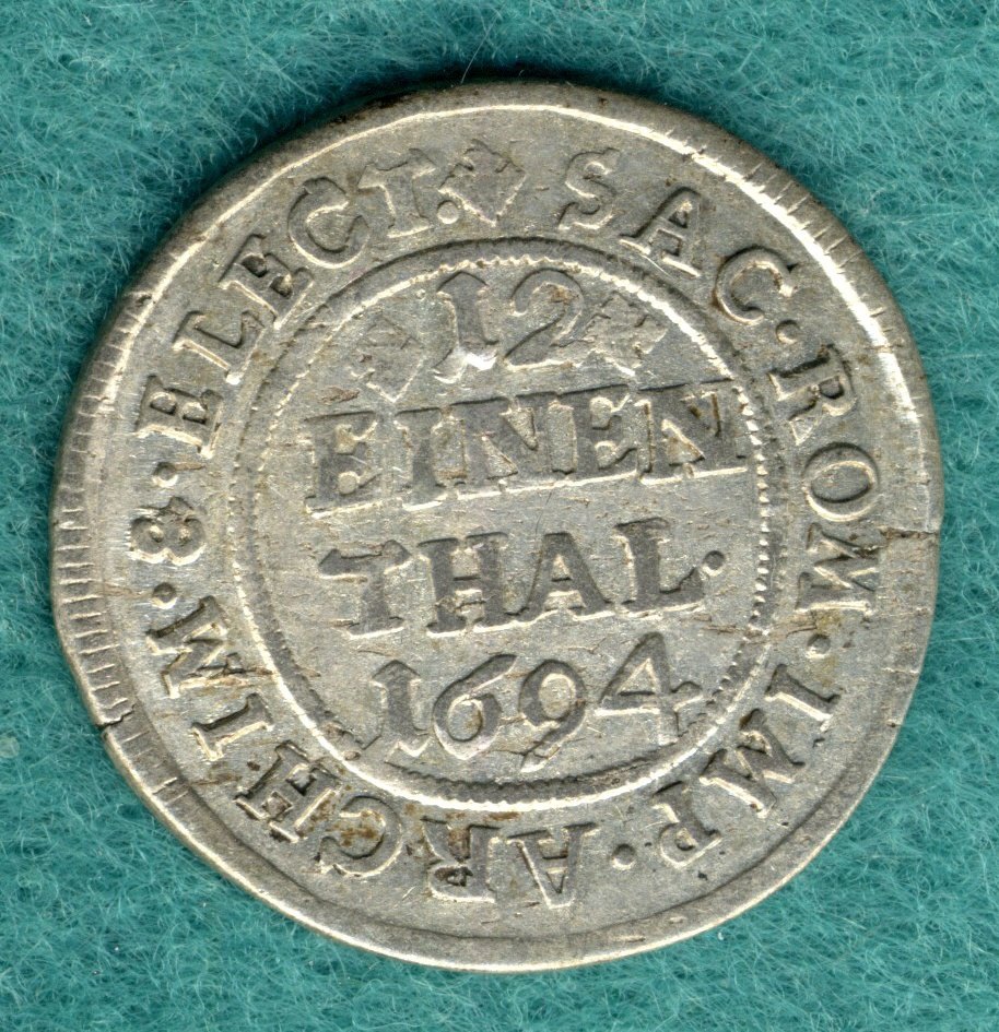  Sachsen - Johann Georg IV. - 1/12 Thaler 1694 EPH   