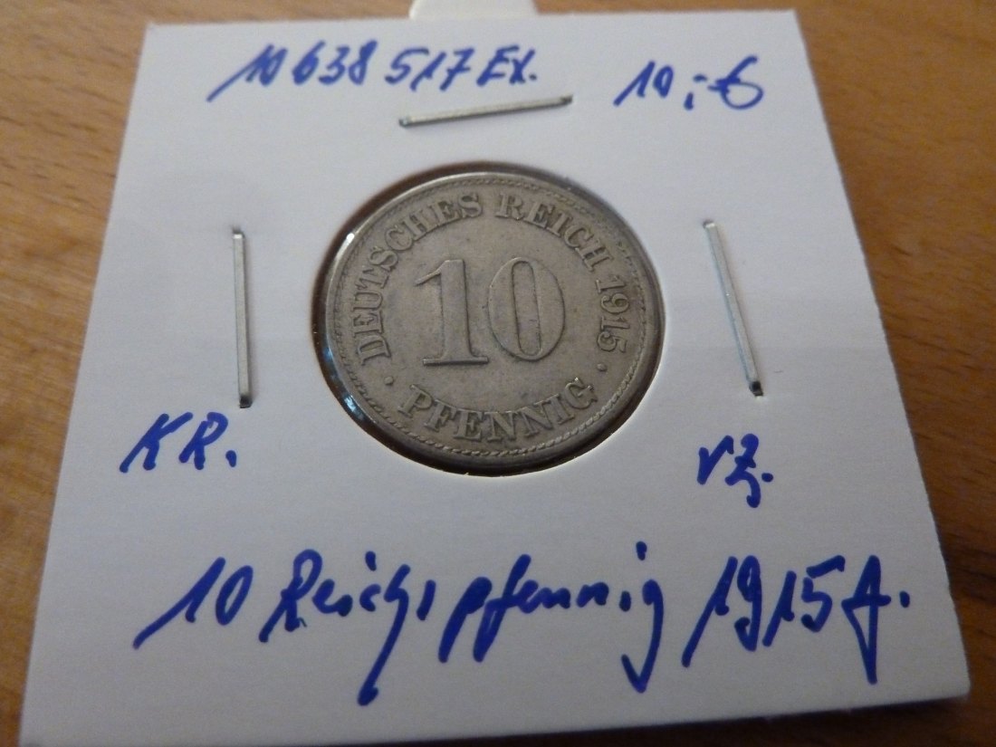  Kaiserreich 10 Pfennig 1915 -A- Jaeger 13. Vorzüglich   