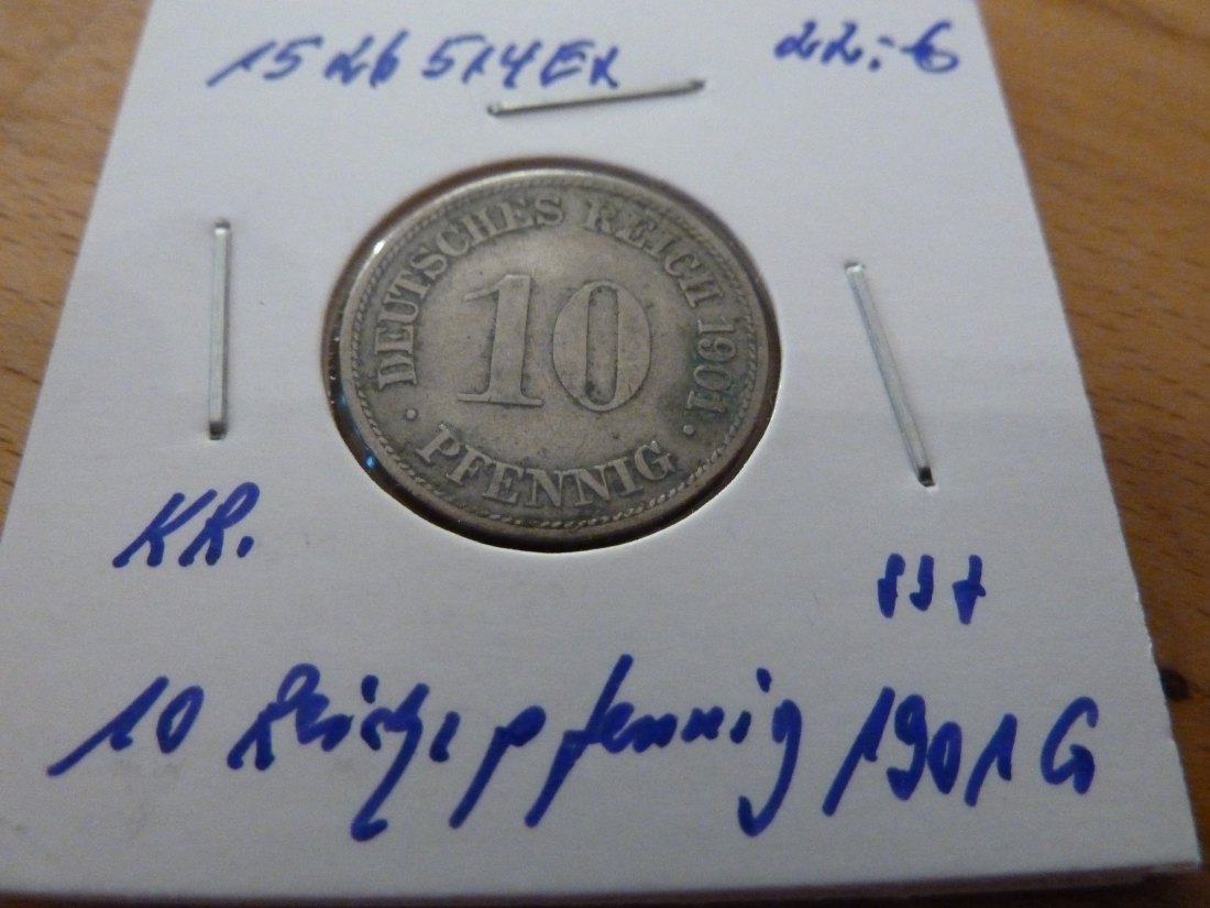  Kaiserreich 10 Pfennig 1901 -G- Jaeger 13. sehr schön   