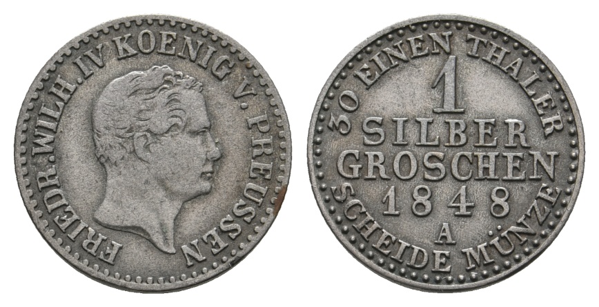  Altdeutschland; Preußen; Kleinmünze 1848   