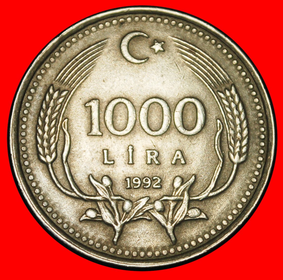 Ⰶ ATATURK (1923-1938): TURKEY ★ 1000 LIRAS 1992 ERROR! TYPE 1990-1994!★LOW START★ NO RESERVE!