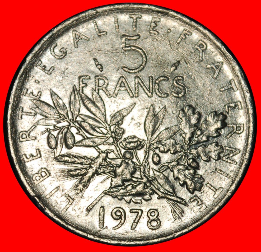  Ⰶ SUN NOT SILVER (1969-2001): FRANCE ★ 5 FRANCS 1978! ERROR!★LOW START★ NO RESERVE!   