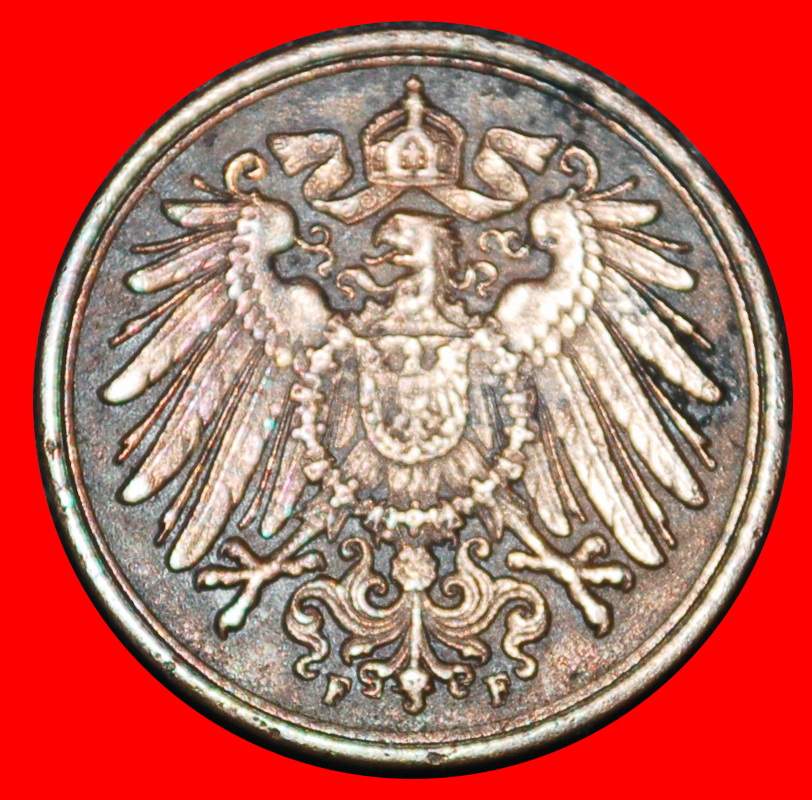  Ⰶ EAGLE 1890-1916:GERMANY★1 PFENNIG 1913F WUERTTEMBERG! WILLIAM II 1888-1918★LOW START★ NO RESERVE!   
