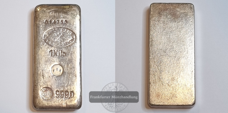  Schweiz Silberbarren 1000g Swiss Bank Corporation FM-Frankfurt  Feingewicht: 999g   
