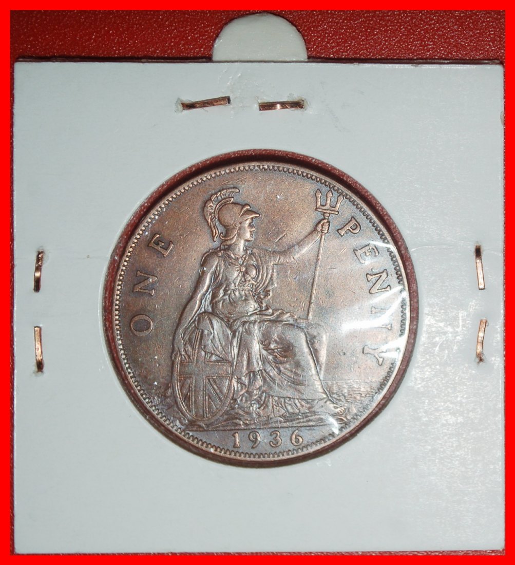 Ⰶ HERRIN DER SEEN: GROSSBRITANNIEN ★ 1 PENNY 1936! GEORG V. (1911-1936) IN PACKUNG! ★OHNE VORBEHALT!
