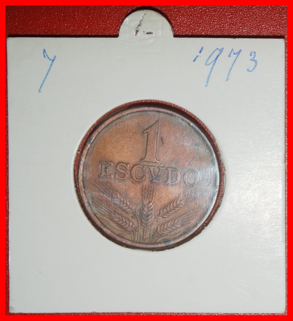  Ⰶ GREAT BRITAIN (1969-1979): PORTUGAL★ 1 ESCUDO 1973★25 SILVER BEZANTS★HOLDER★LOW START★ NO RESERVE!   