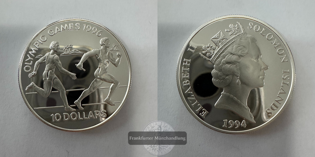 Salomonen 10 Dollars Elizabeth II (Relay Runners) 1994 FM-Frankfurt KM#53 Feinsilber: 26,16g   