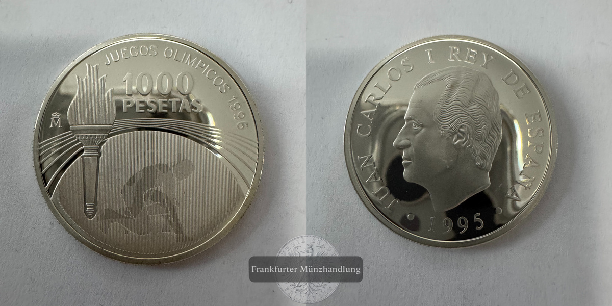  Spanien 1000 Pesetas (1996 Summer Olympics) 1995 FM-Frankfurt KM#952 Feinsilber: 12,5g   