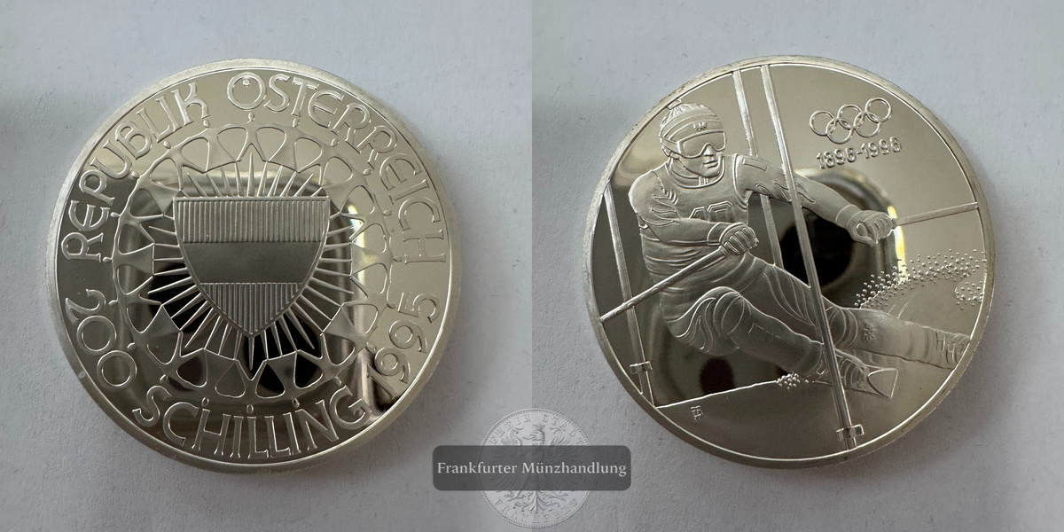  Österreich 200 Schilling (Winter Olympics) 1995 FM-Frankfurt KM#3027 Feinsilber: 31,1g   