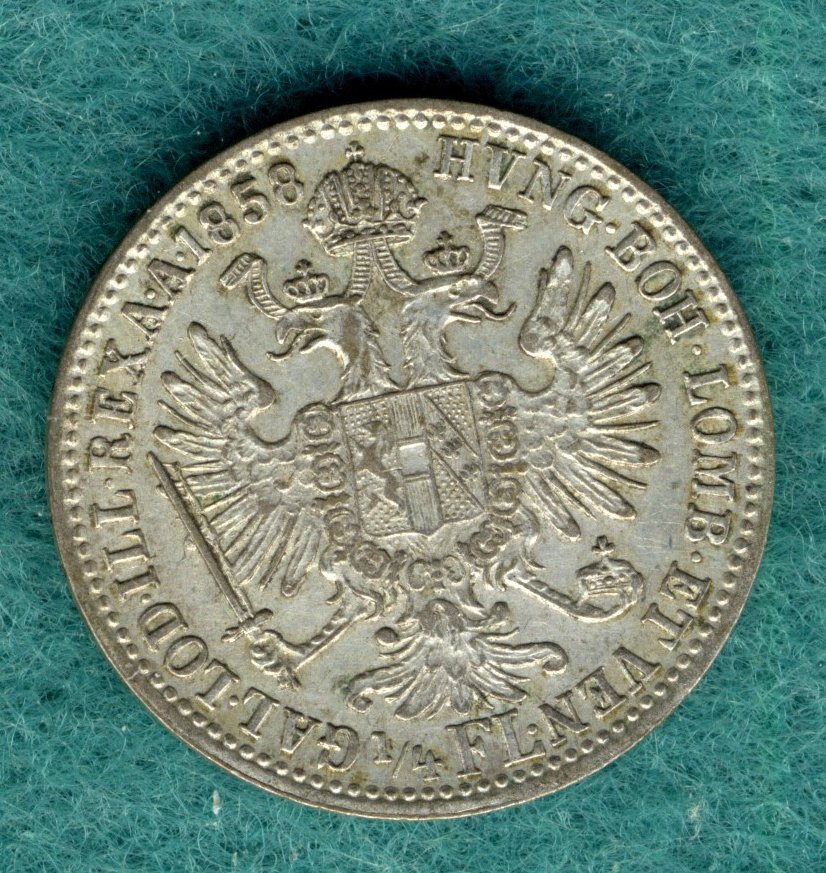  Österreich - Franz Joseph I. - 1/4 Gulden (1/4 Florin) 1858 B   