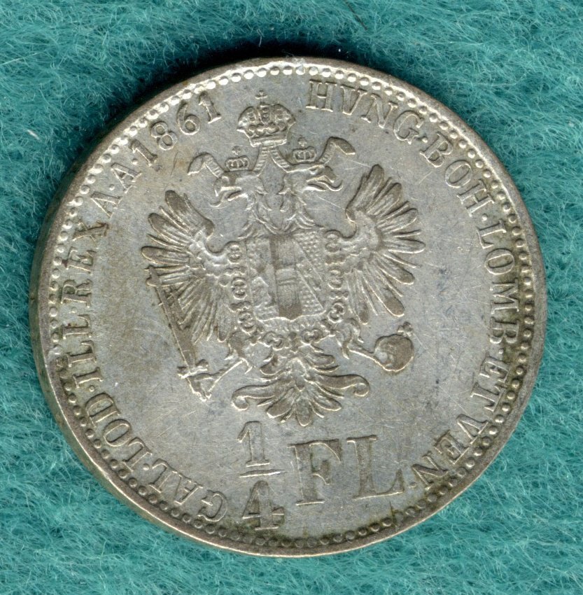  Österreich - Franz Joseph I. - 1/4 Gulden (1/4 Florin) 1861 E - selten !!   