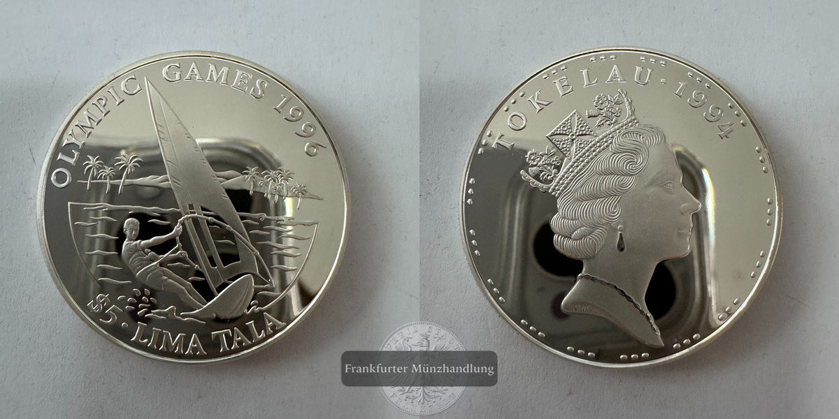  Neuseeland 5 Tala (Sailboarding) 1994 FM-Frankfurt KM#22 Feinsilber: 29,11g   