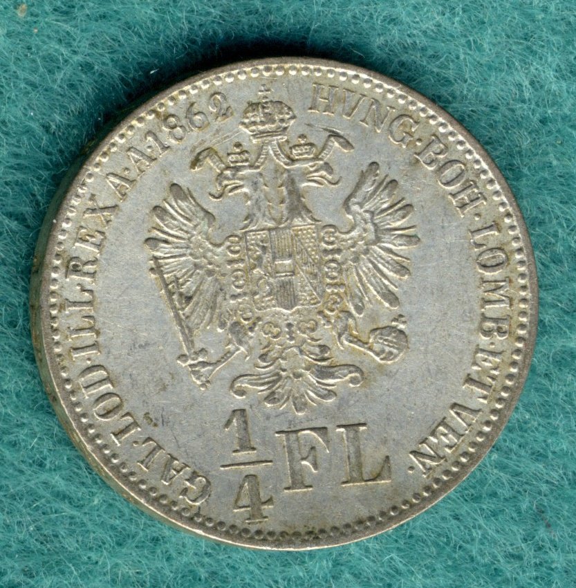  Österreich - Franz Joseph I. - 1/4 Gulden (1/4 Florin) 1862 B   