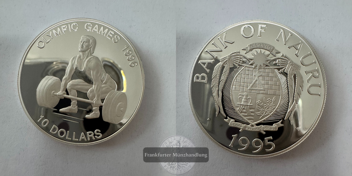  Nauru 10 Dollar  1995   Olympia 1996   FM-Frankfurt KM#9 Feinsilber: 29,11g   