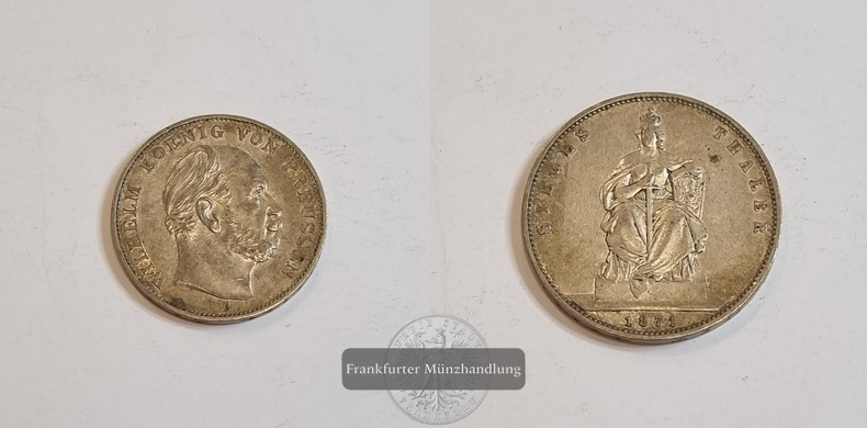  Preußen 1 Thaler 1871 Siegesthaler FM-Frankfurt Feinsilber: 16,66g   