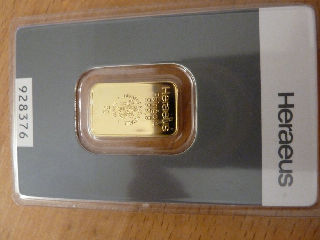  Heraeus 5 Gramm @Kinebar Goldbarren 999.9 Au   
