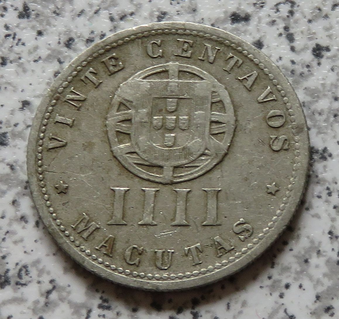  Angola 20 Centavos 1928 / IIII Macutas 1928   