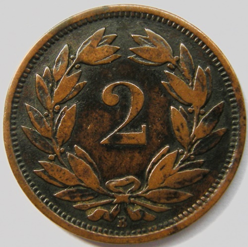  Schweiz, 2 Rappen 1879 B   