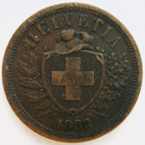  Schweiz, 2 Rappen, 1883 B   