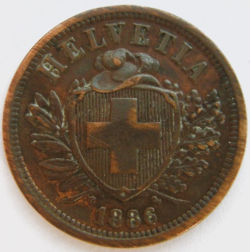  Schweiz, 2 Rappen, 1886 B   