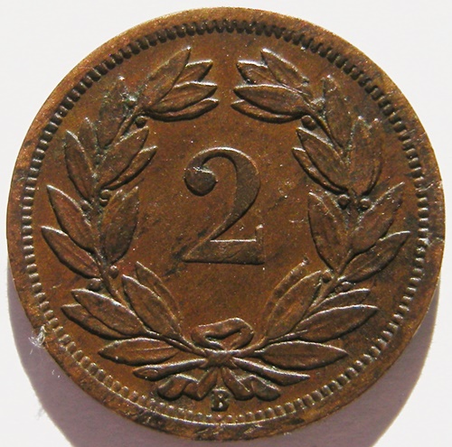  Schweiz, 2 Rappen, 1888 B   