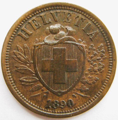  Schweiz, 2 Rappen, 1890 B   